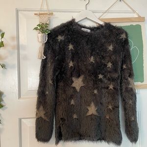 Gray and gold star sweater